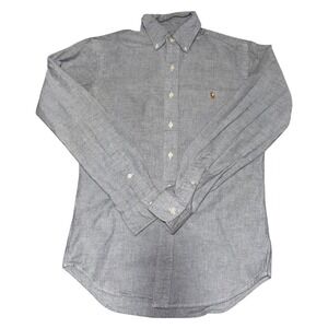 Ralph Lauren Mens Preppy Slim Fit Stretch Oxford Button Down Shirt Gray Size S